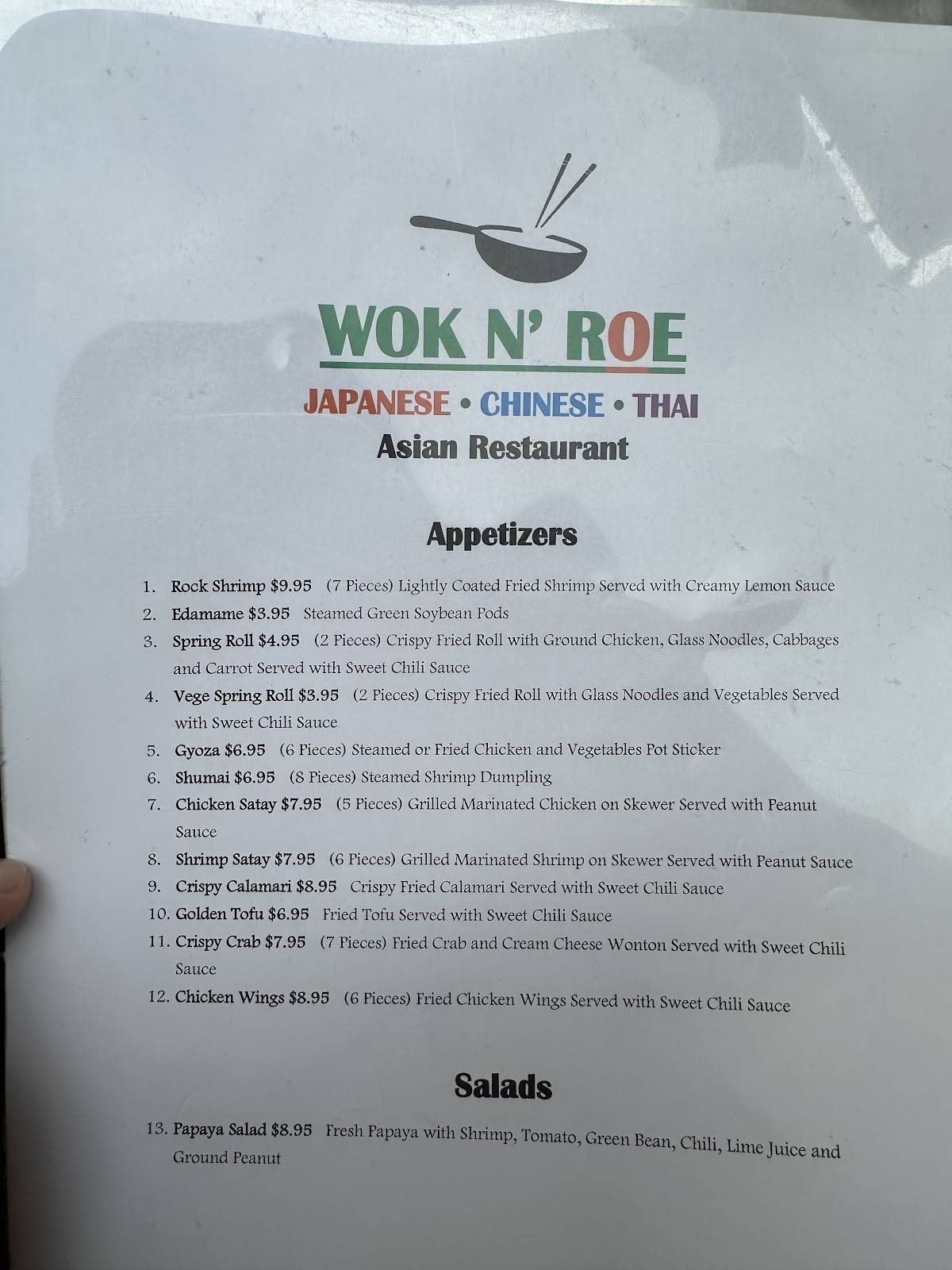 Wok N’ Roe меню