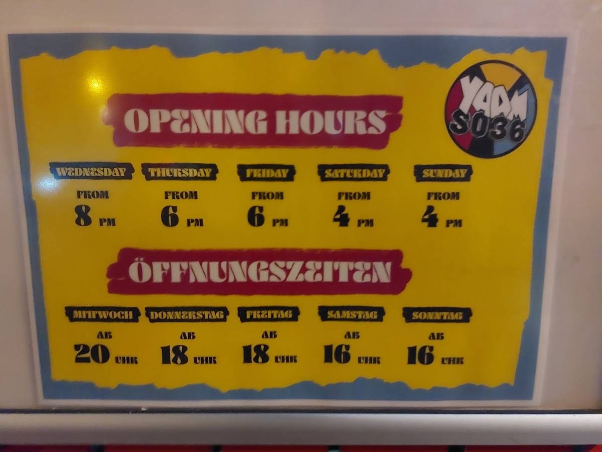 YAAM меню