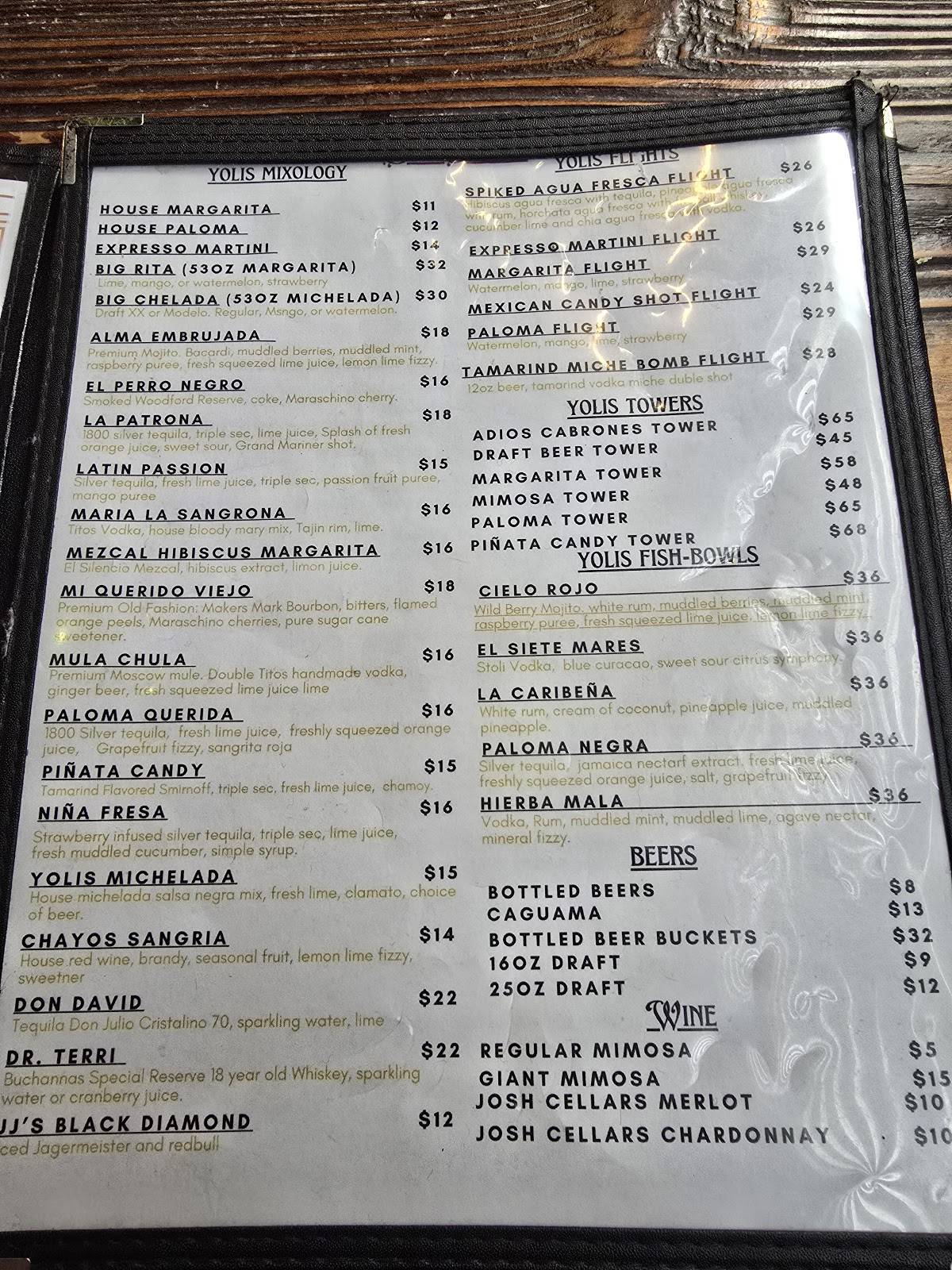 Yoli's Mexican Grill меню