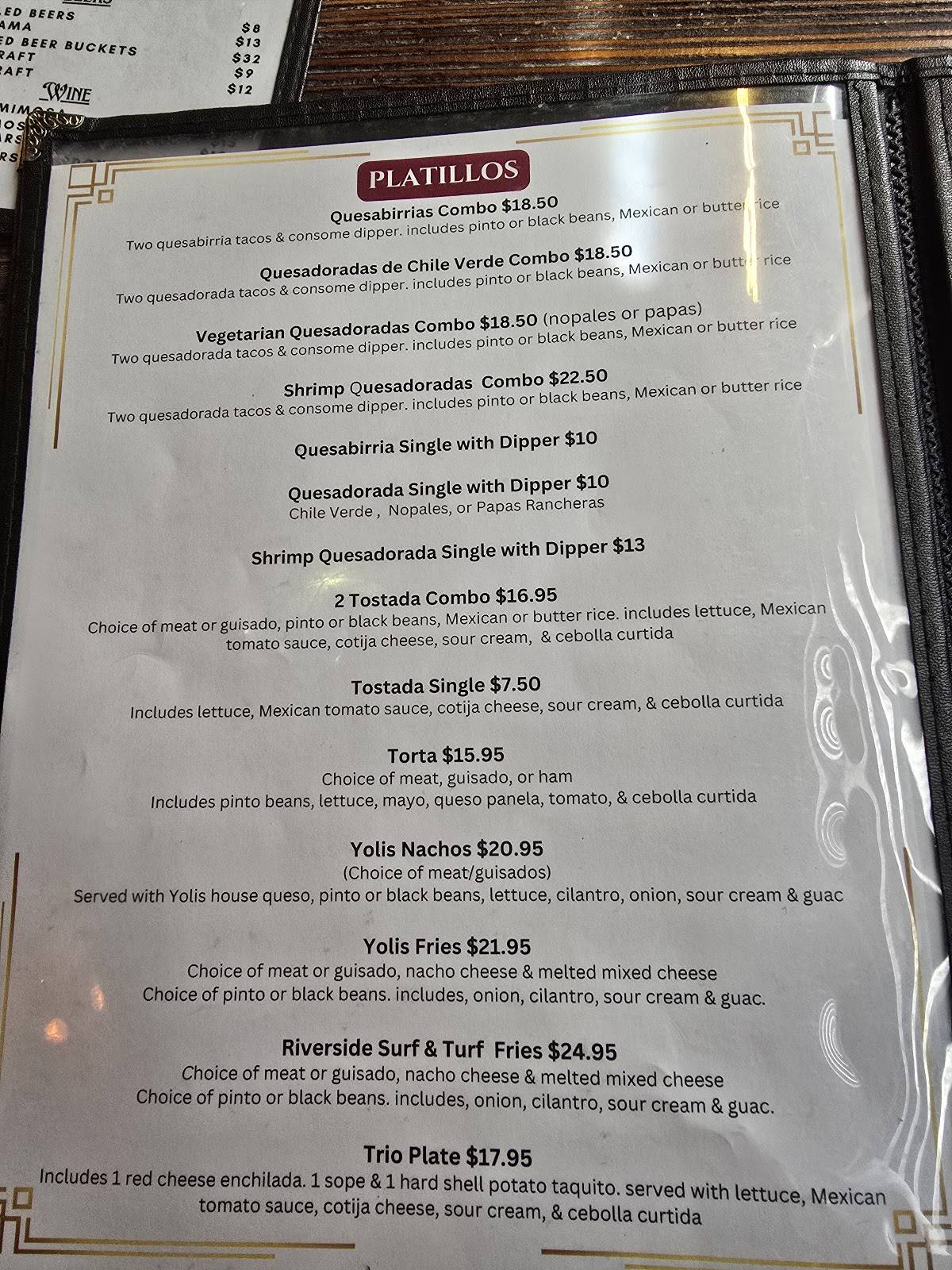 Yoli's Mexican Grill меню
