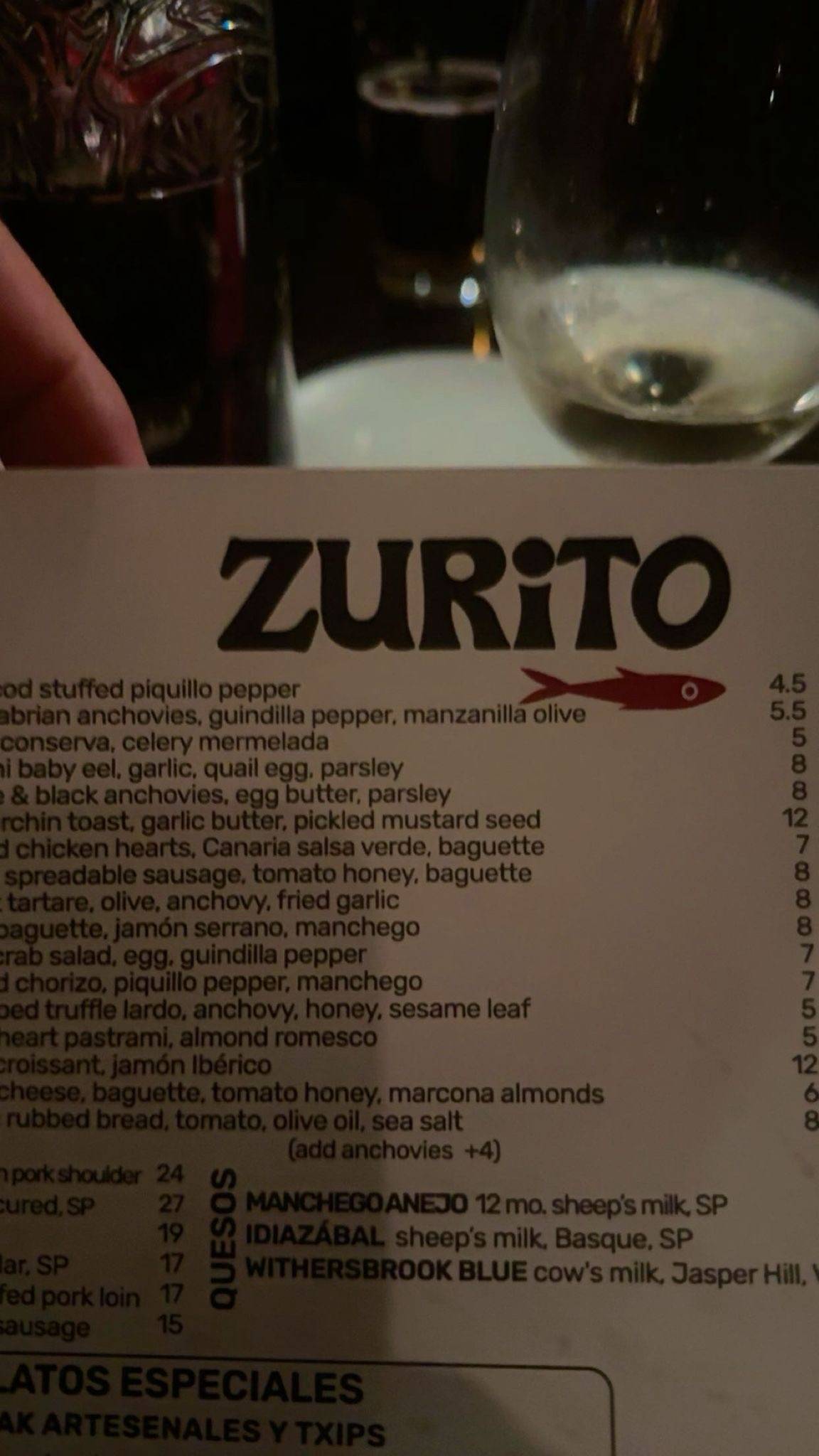ZURiTO меню