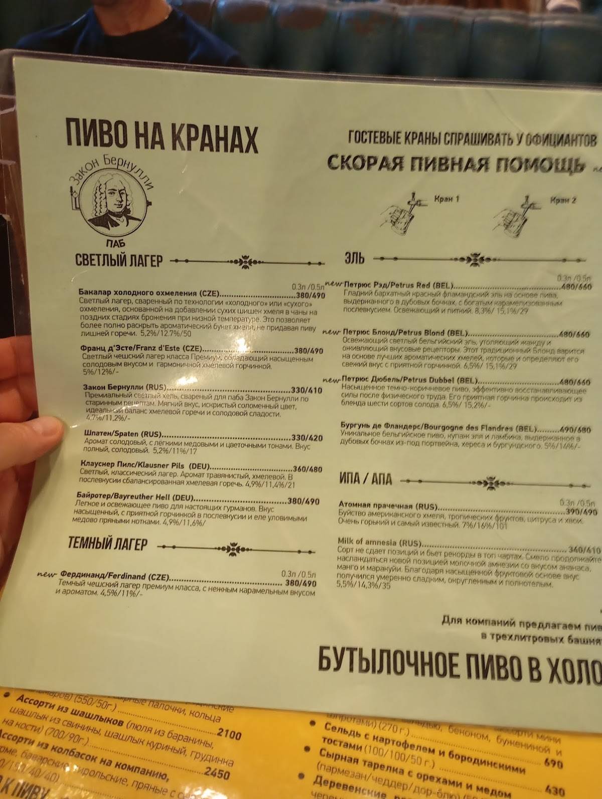 Закон Бернулли меню