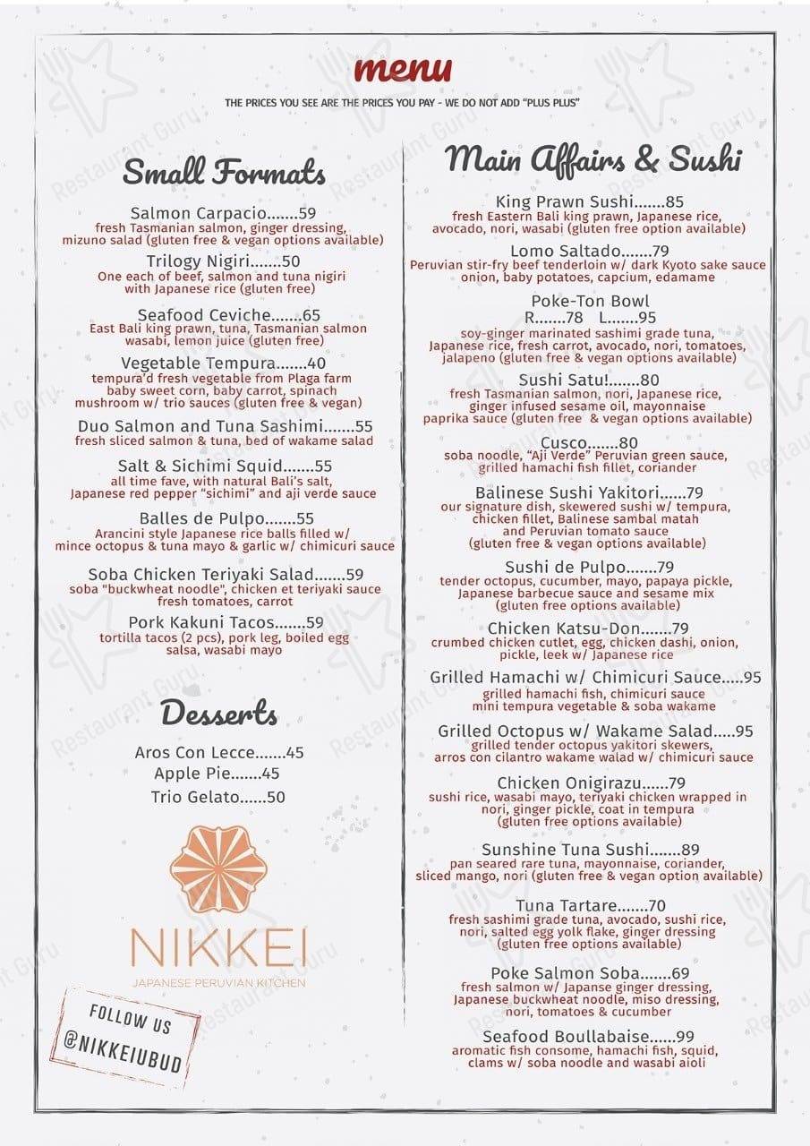 Nikkei Restaurant Ubud меню