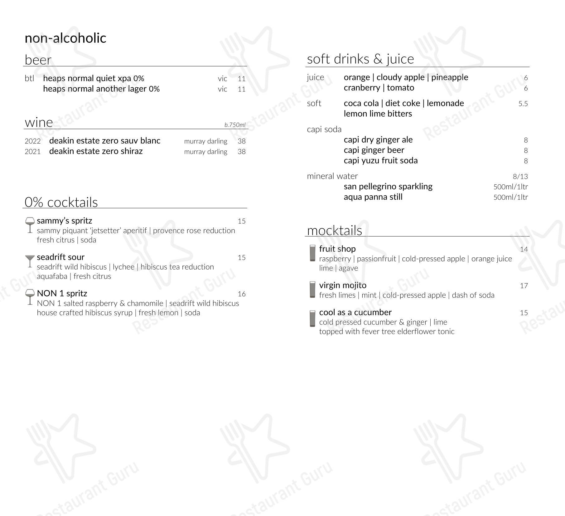 Меню ресторана Garfish Manly - Boronia Catering Menu Pack