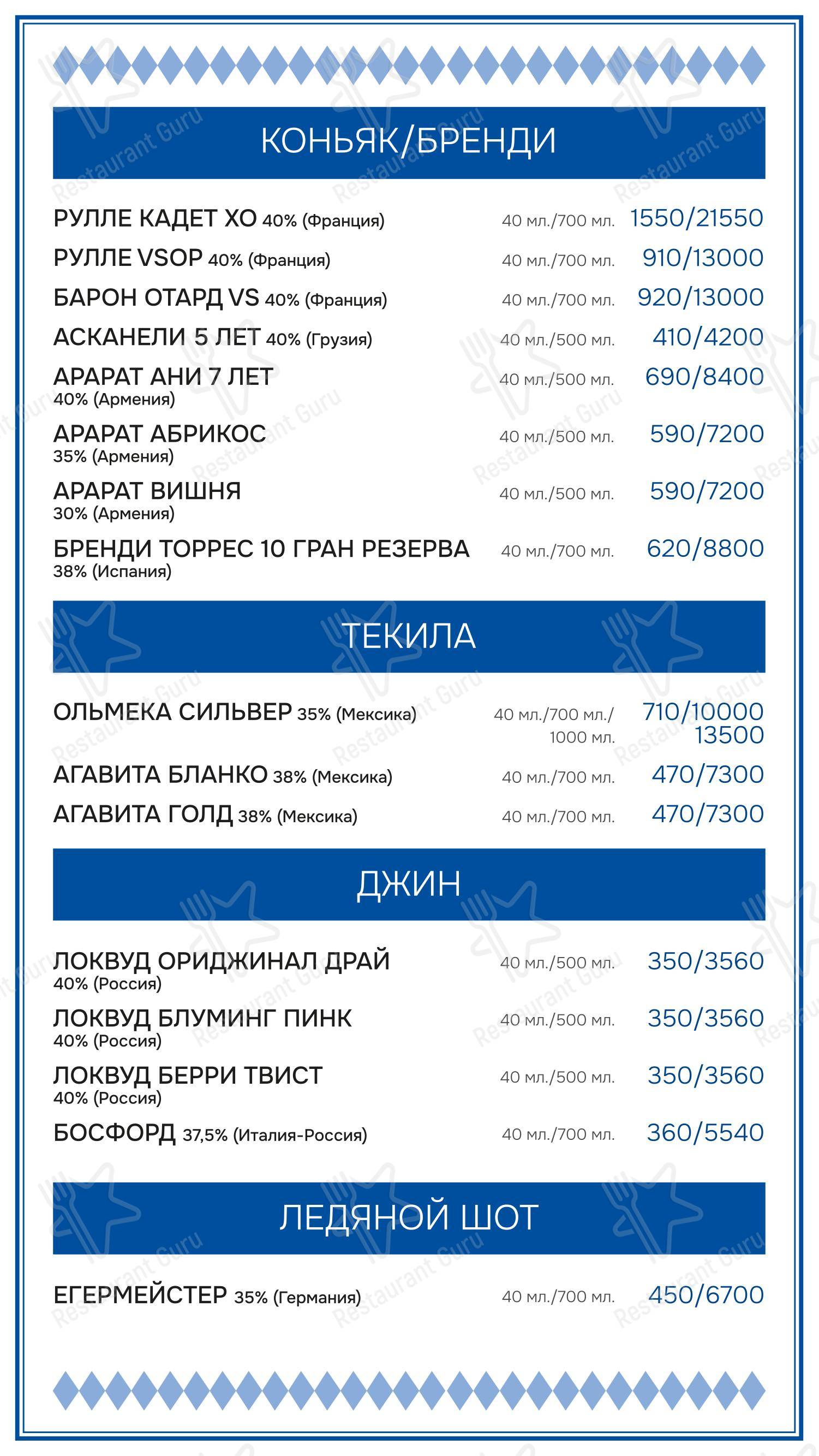 Меню напитков ресторана Максимилианс в Казани