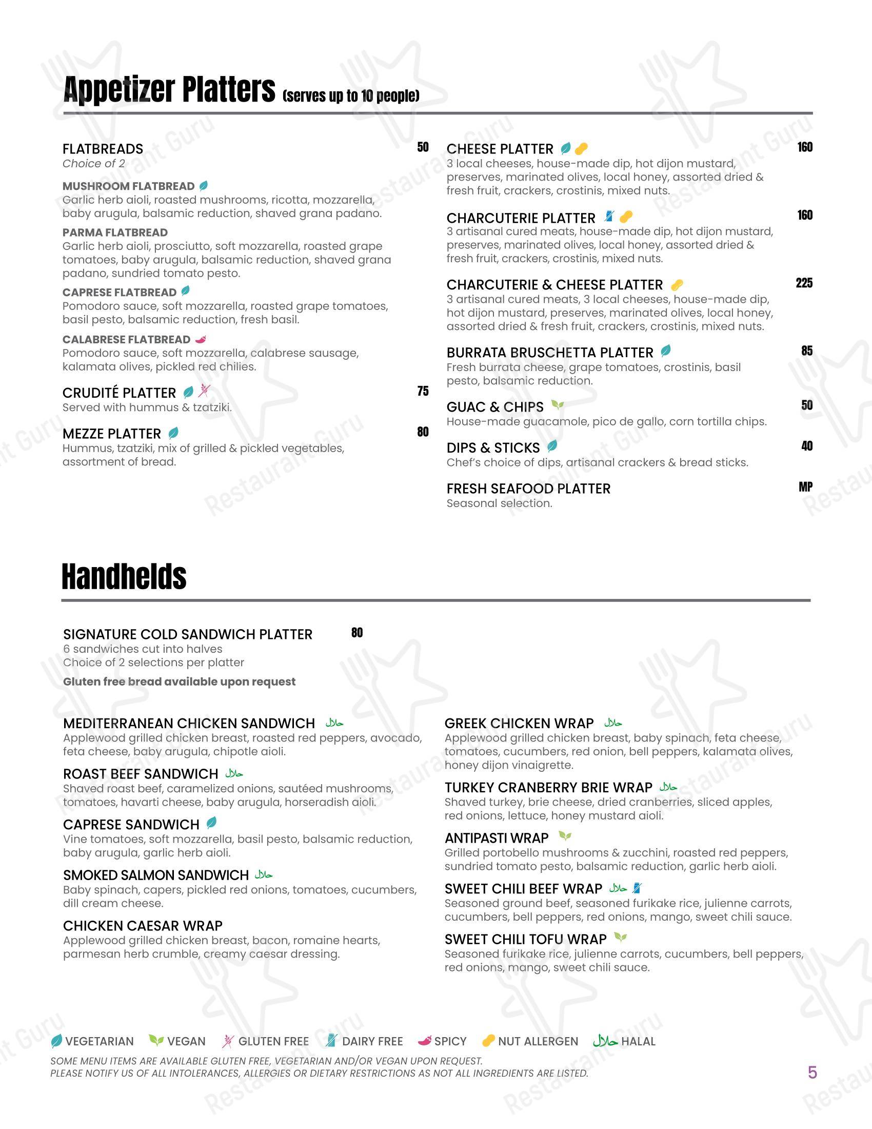 Ночное меню кафе October Gallery Café в Лондоне