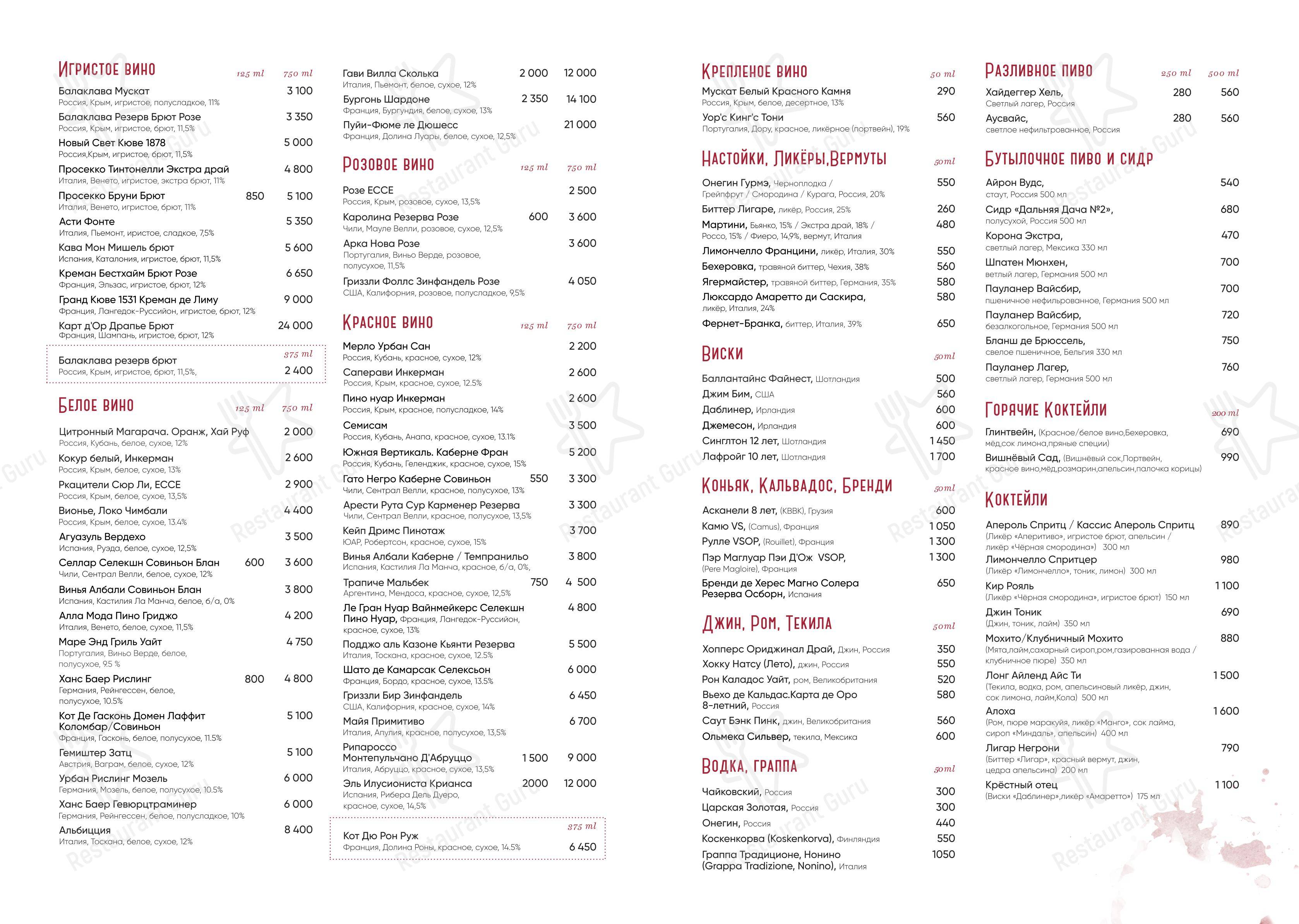 Lunch Menu ресторана Птички и ягоды в Зеленогорске
