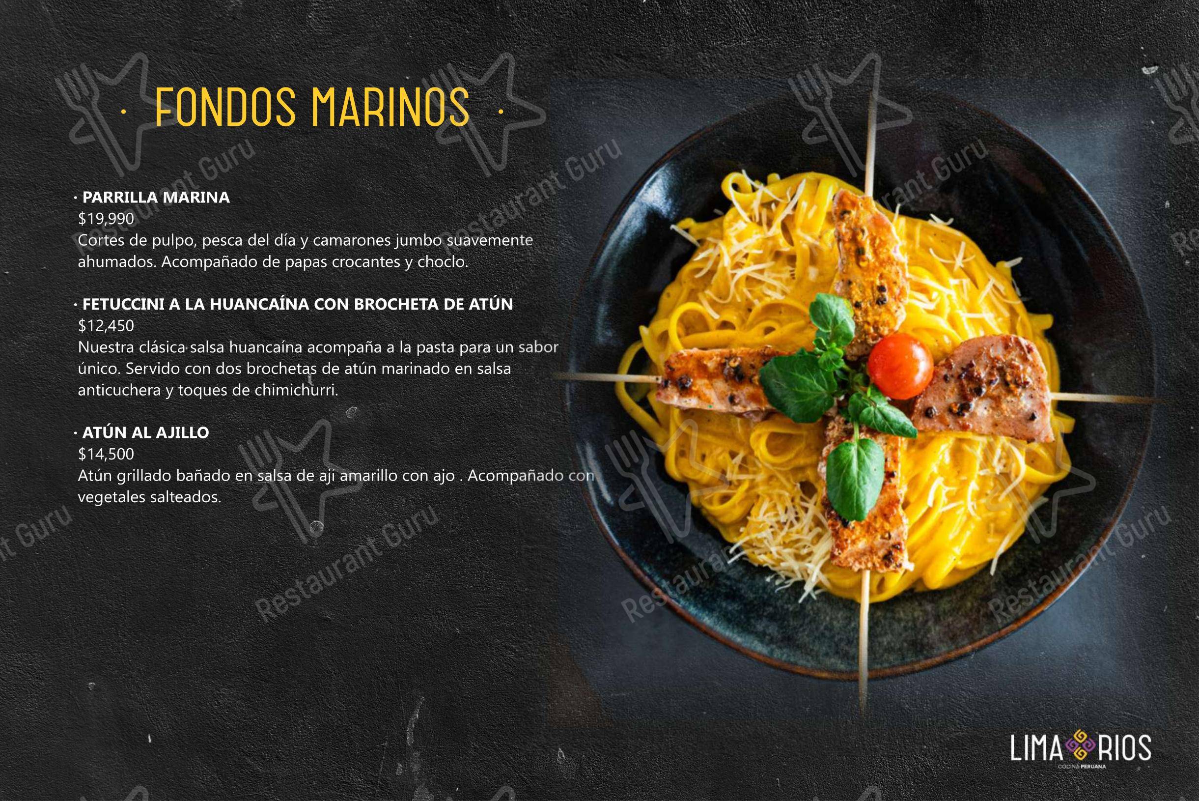 Restaurant Lima Rios в Ла-Флориде - Меню