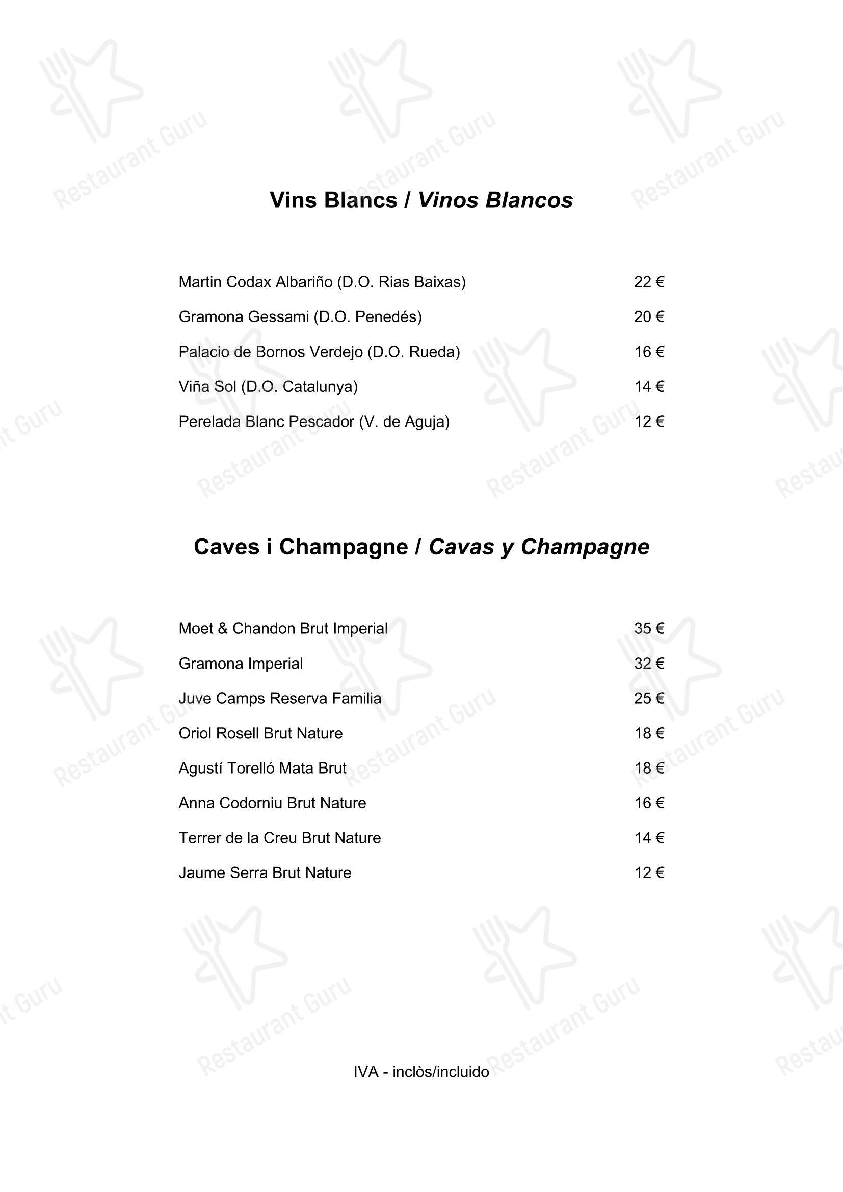 Меню ресторана Restaurant Tiku - Menu bistro