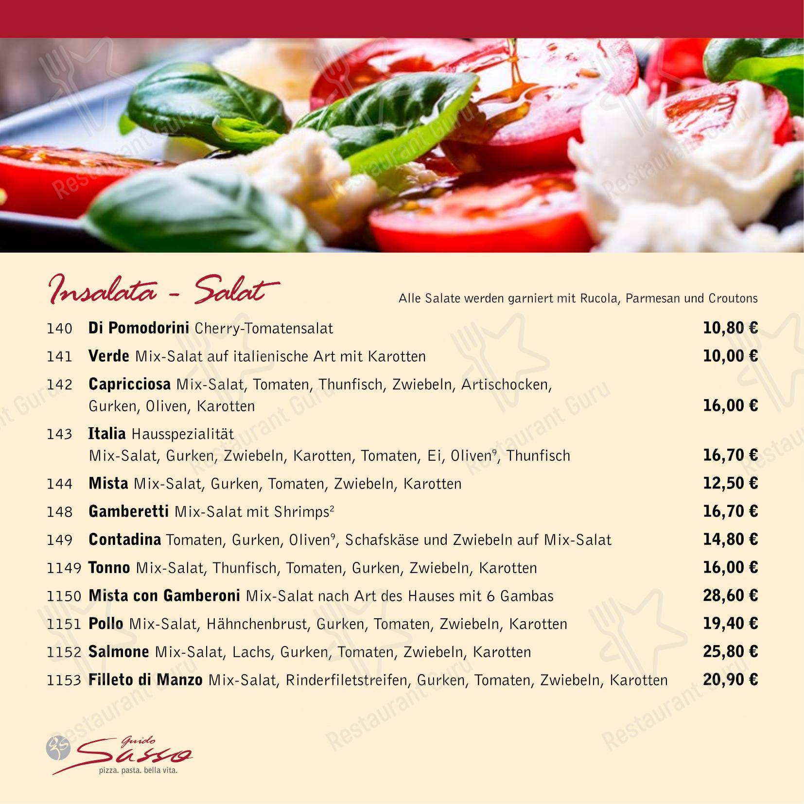 Меню пиццерии Ristorante Guido Sasso - 菜单