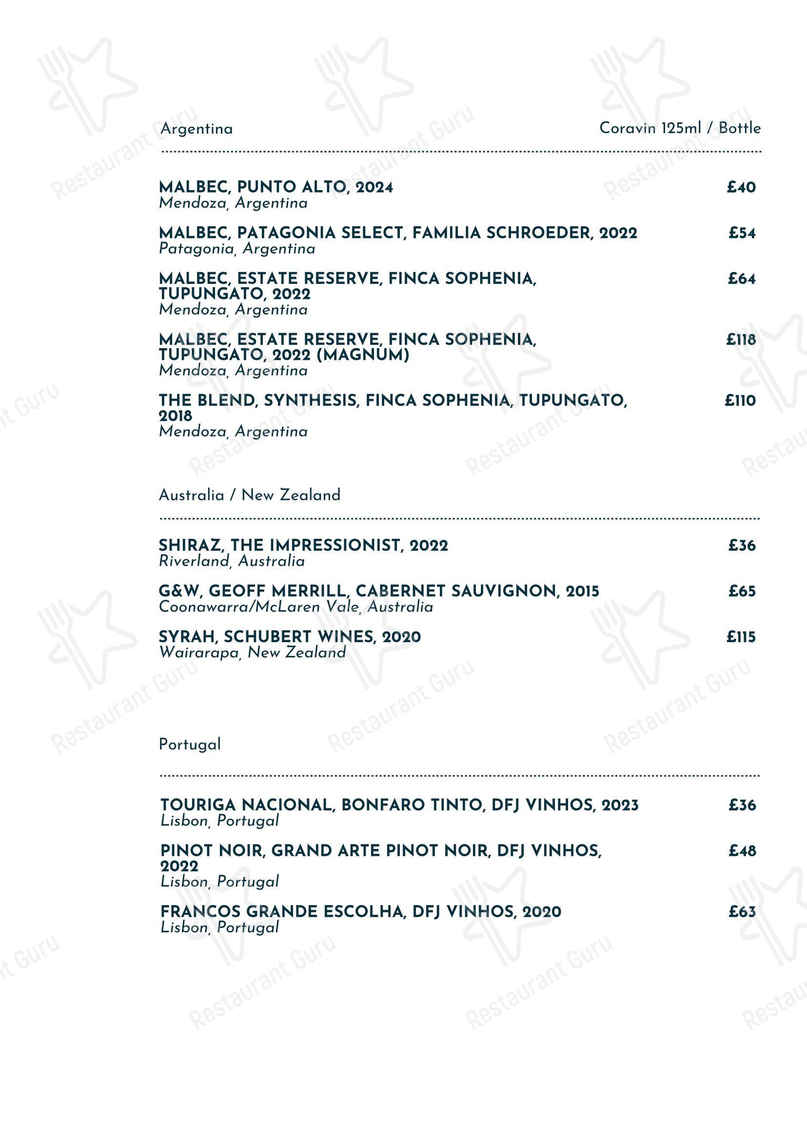 Wine Menu паба и бара The Shurlock Inn