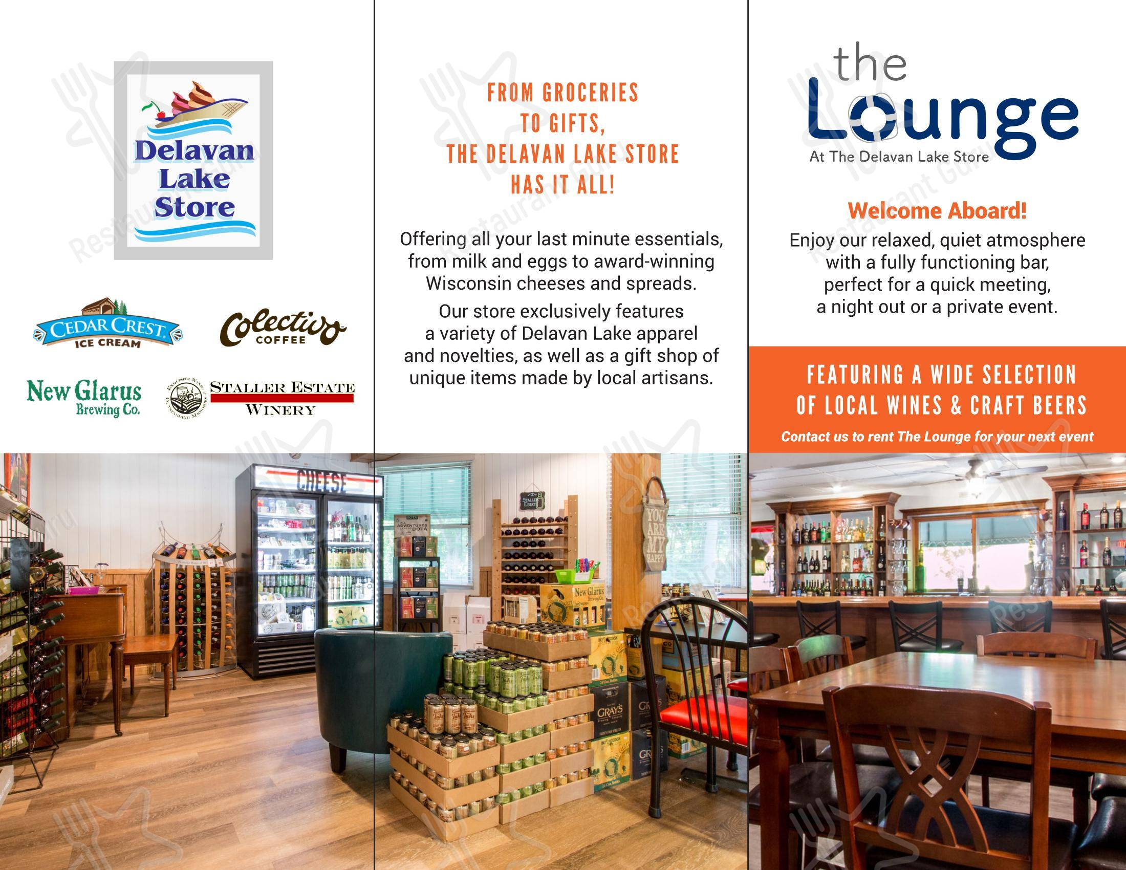 菜单 паба и бара The Delavan Lake Store and Lounge