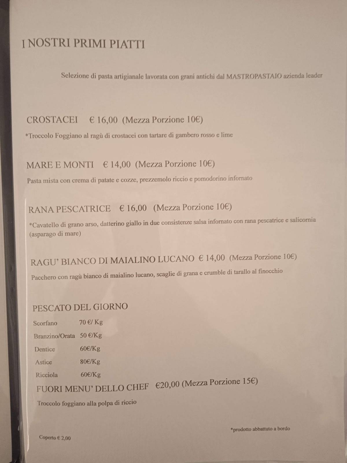 Abbaticchio Ristorante меню