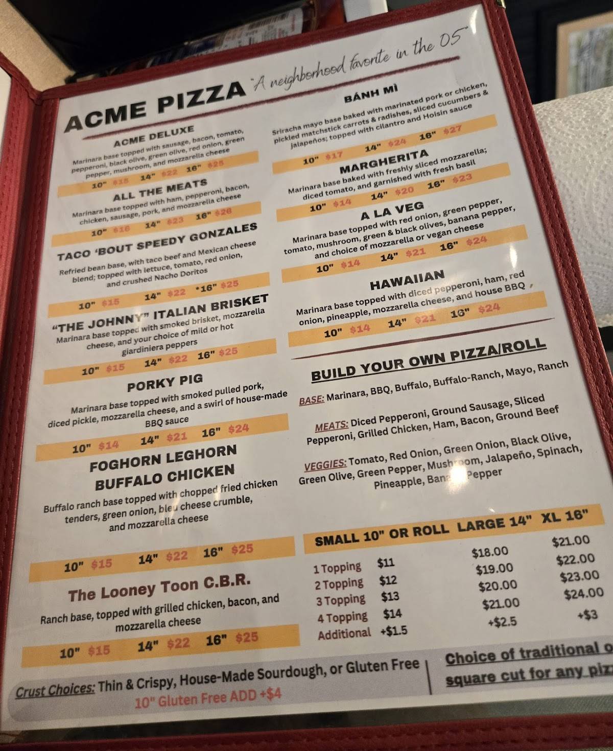 Acme Bar & Grill меню
