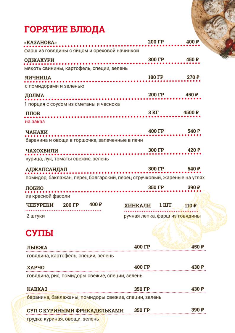 Алания меню