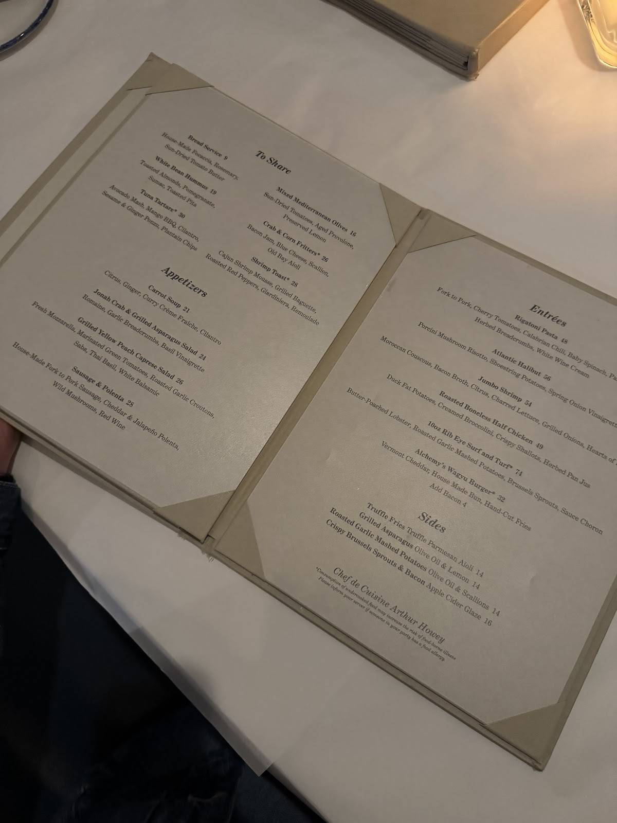 Alchemy Bistro & Bar меню