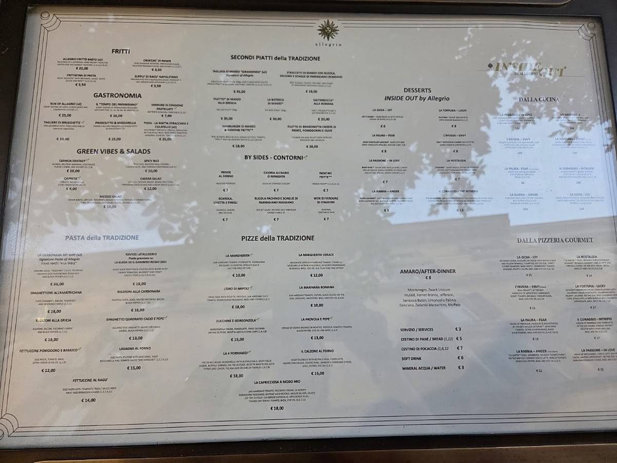 Allegrío - Restaurant Rome меню