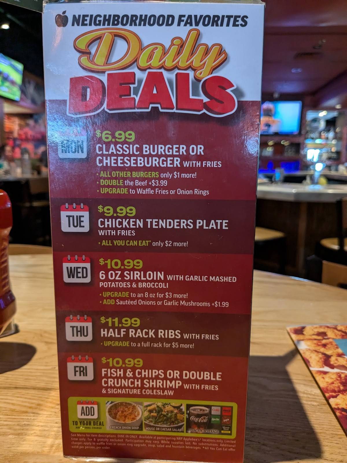 Applebee's Grill + Bar меню