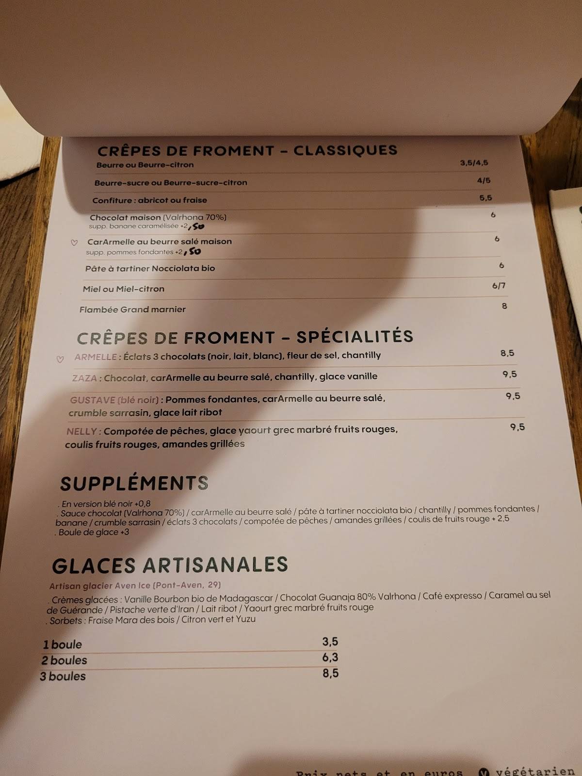 Armelle Crêperie - Place de Bretagne - Rennes меню