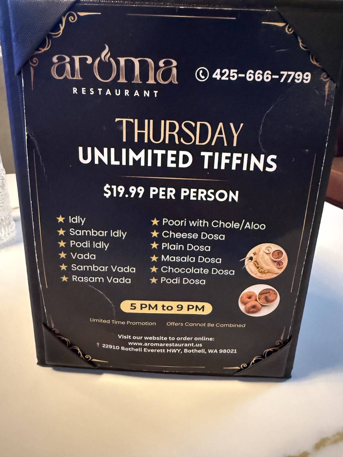 Aroma Restaurant & Venue меню