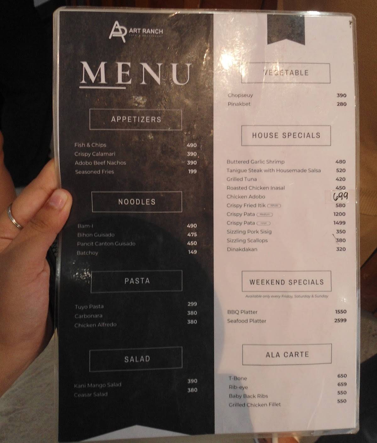 Art Ranch Cafe & Restaurant меню