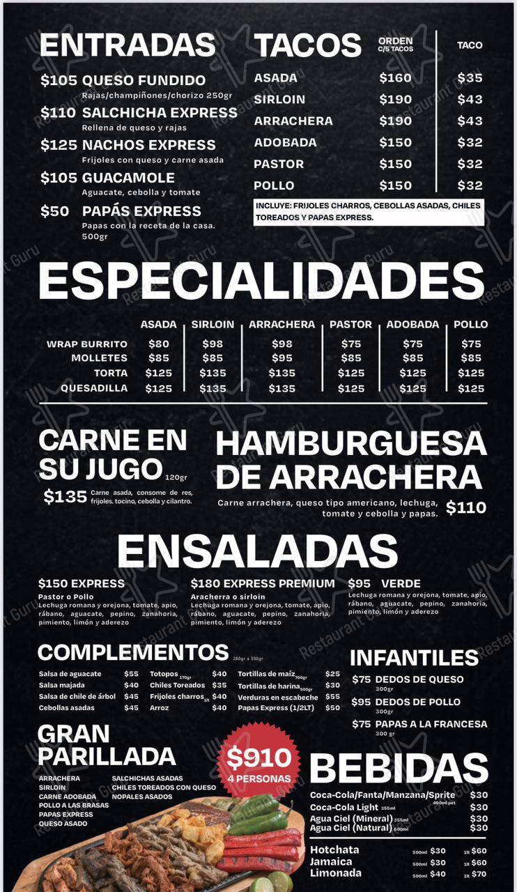 Меню ресторана Asada Express