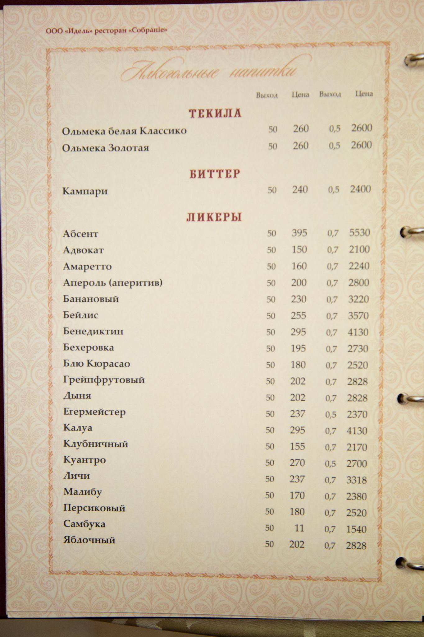 Собрание меню