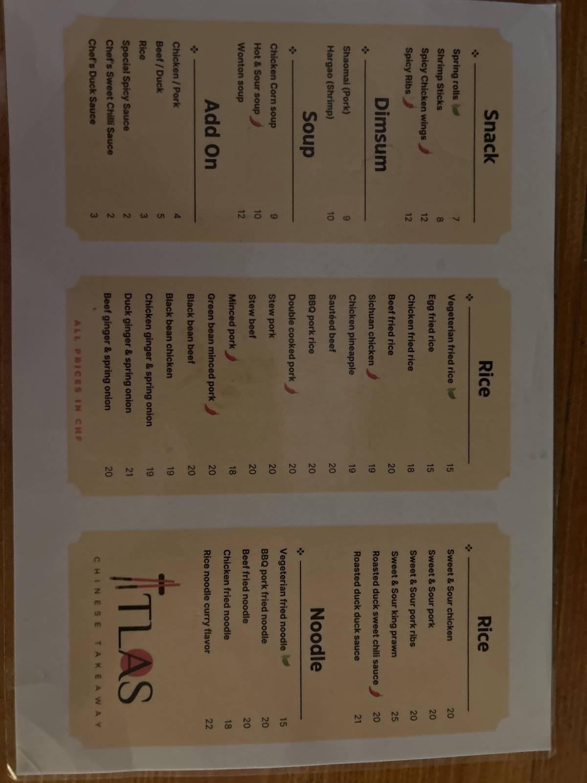 Atlas take away меню