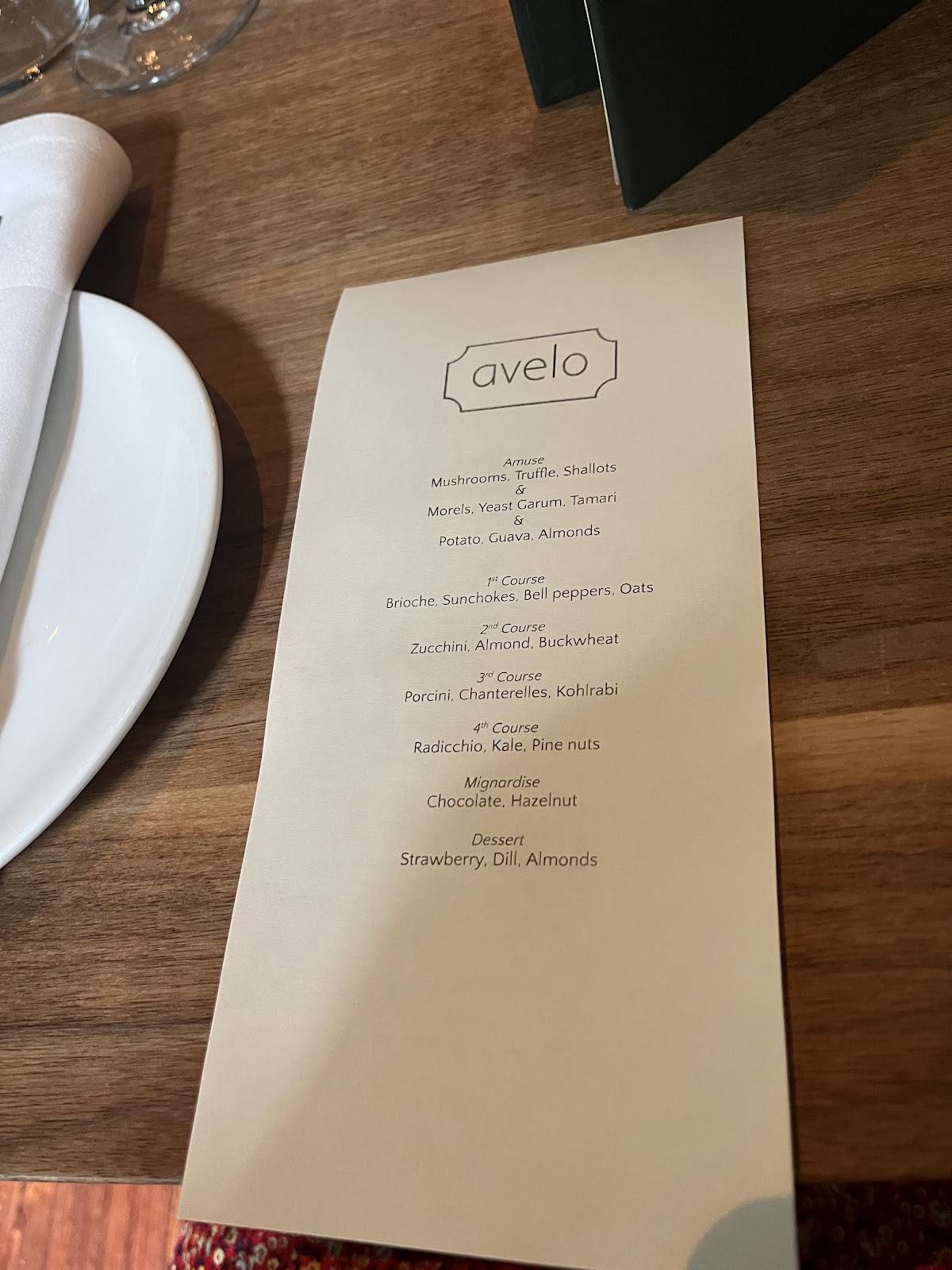 Avelo Restaurant меню