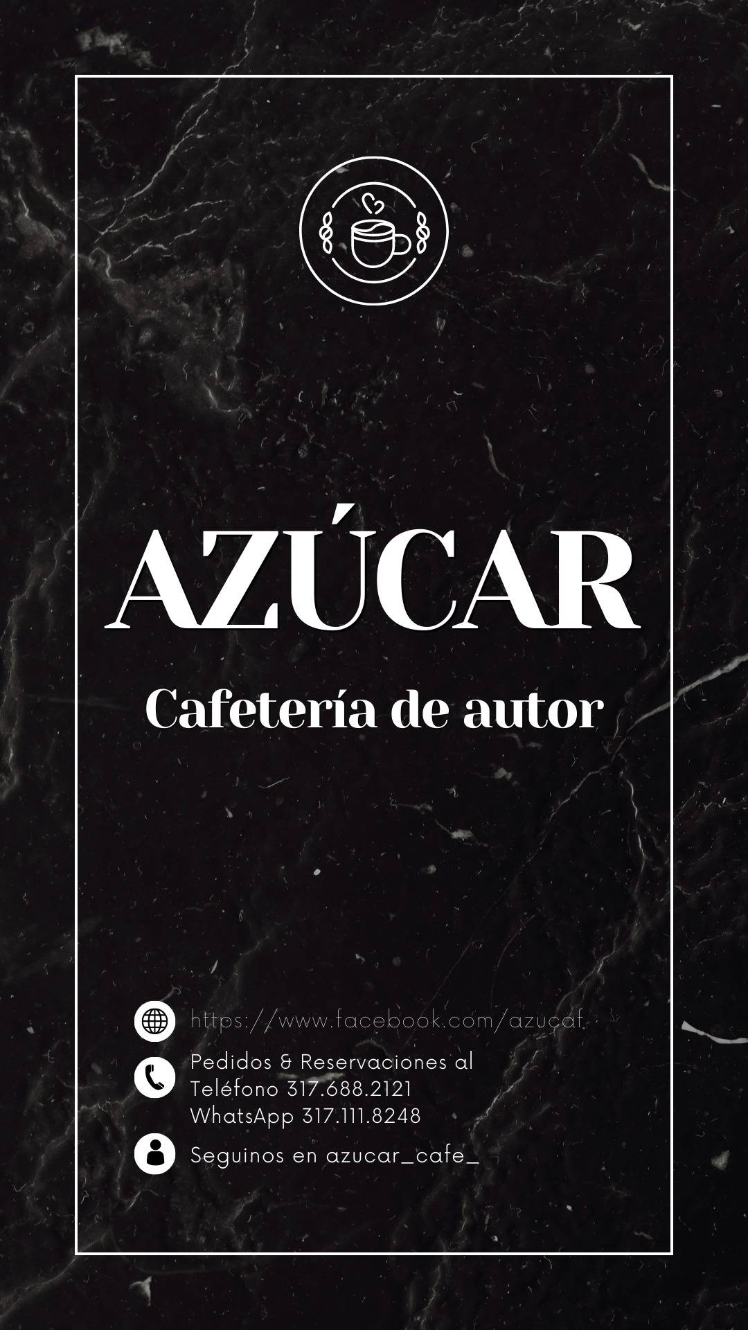 Azúcar café, cafetería de autor меню
