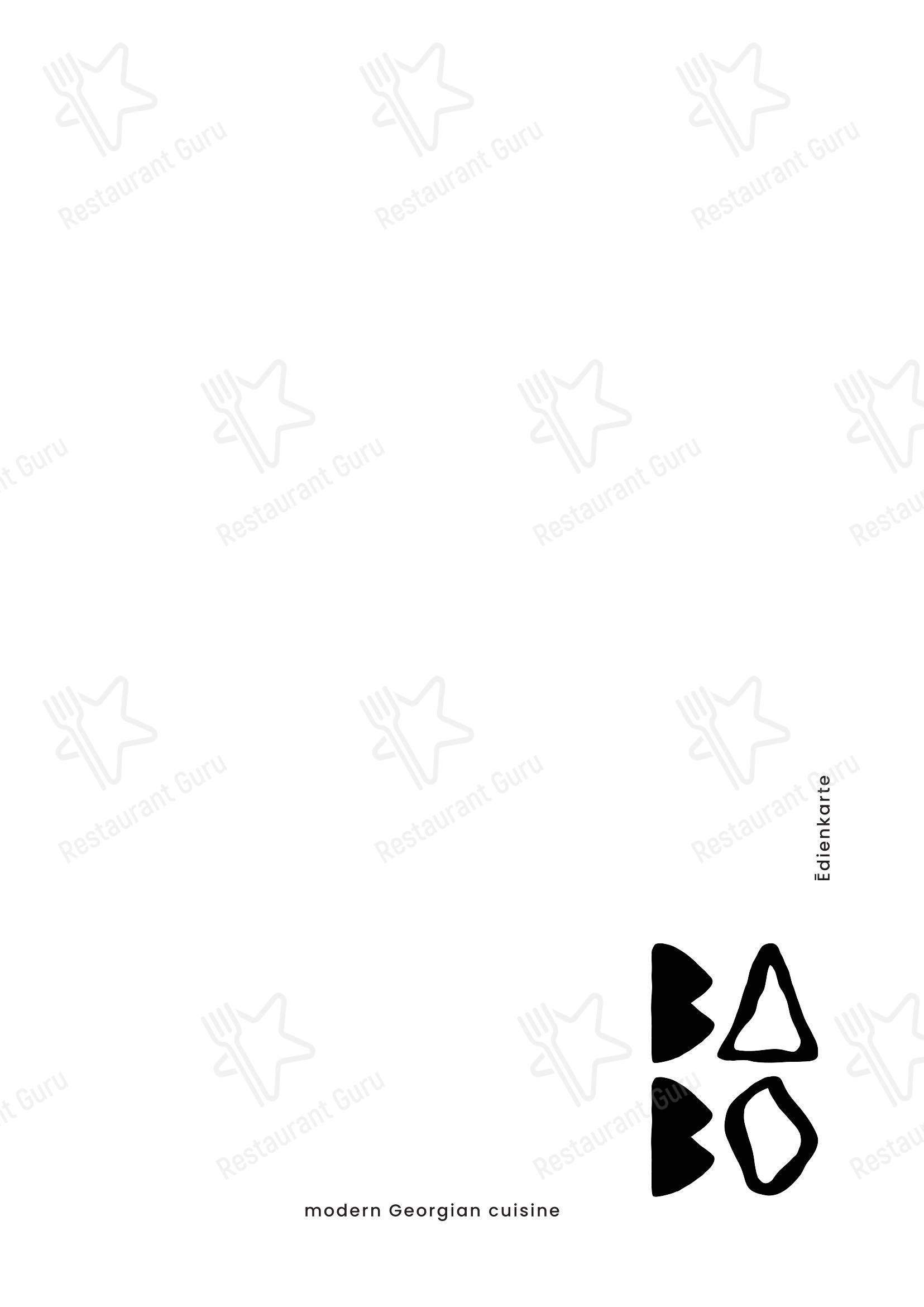 菜单 ресторана BABO modern Georgian cuisine в Риге