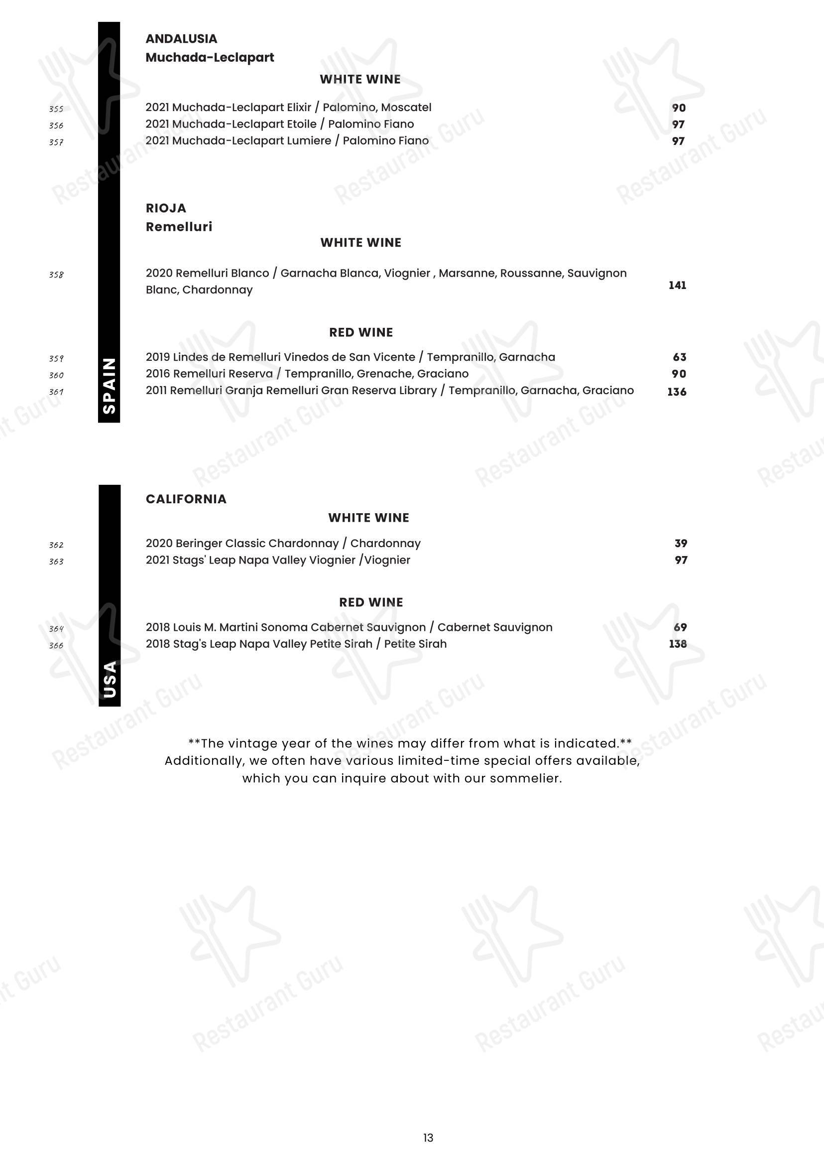 Ночное меню ресторана BABO modern Georgian cuisine