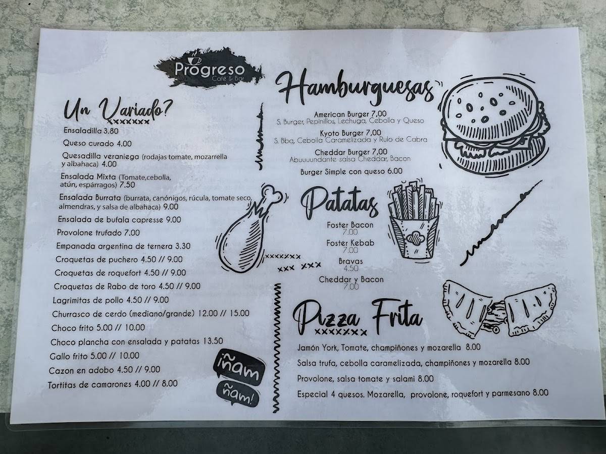 BAR PIZZERÍA PROGRESO меню
