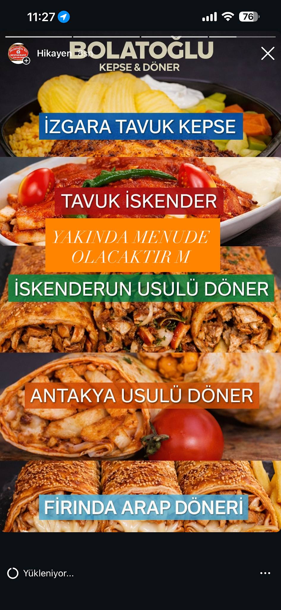 BOLATOĞLU ET RESTORAN DÖNER KEPSE PİZZA меню