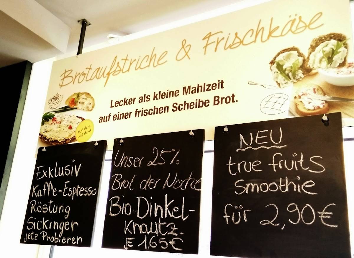 Bäckerei Sickinger GmbH меню