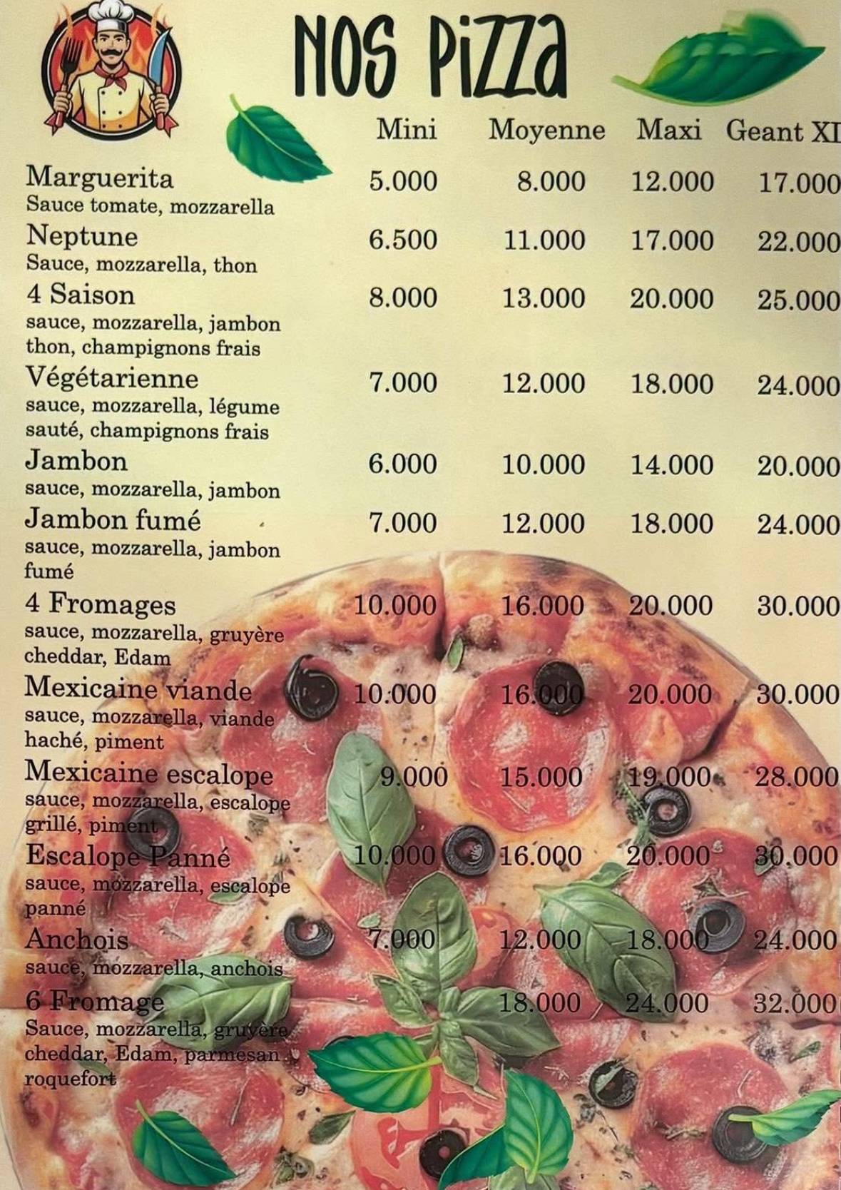 Baldi Chic меню