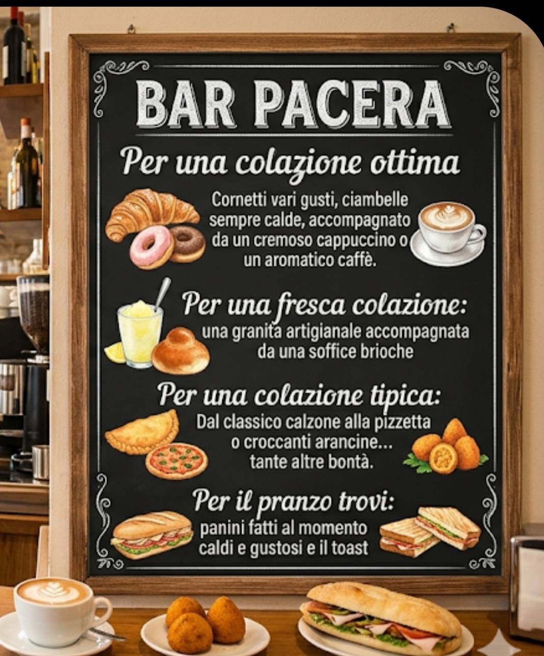 Bar Pacera меню