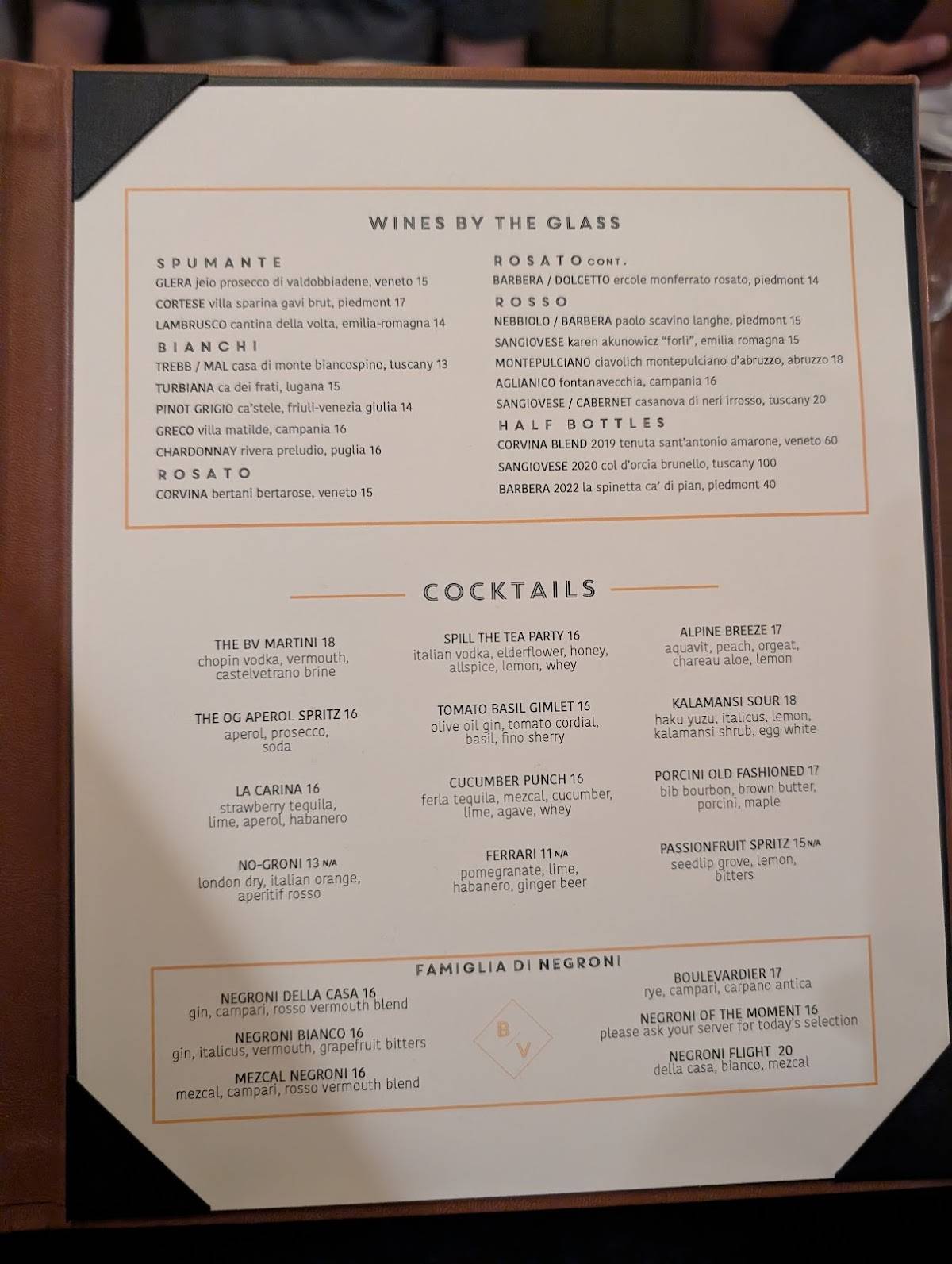 Bar Volpe меню
