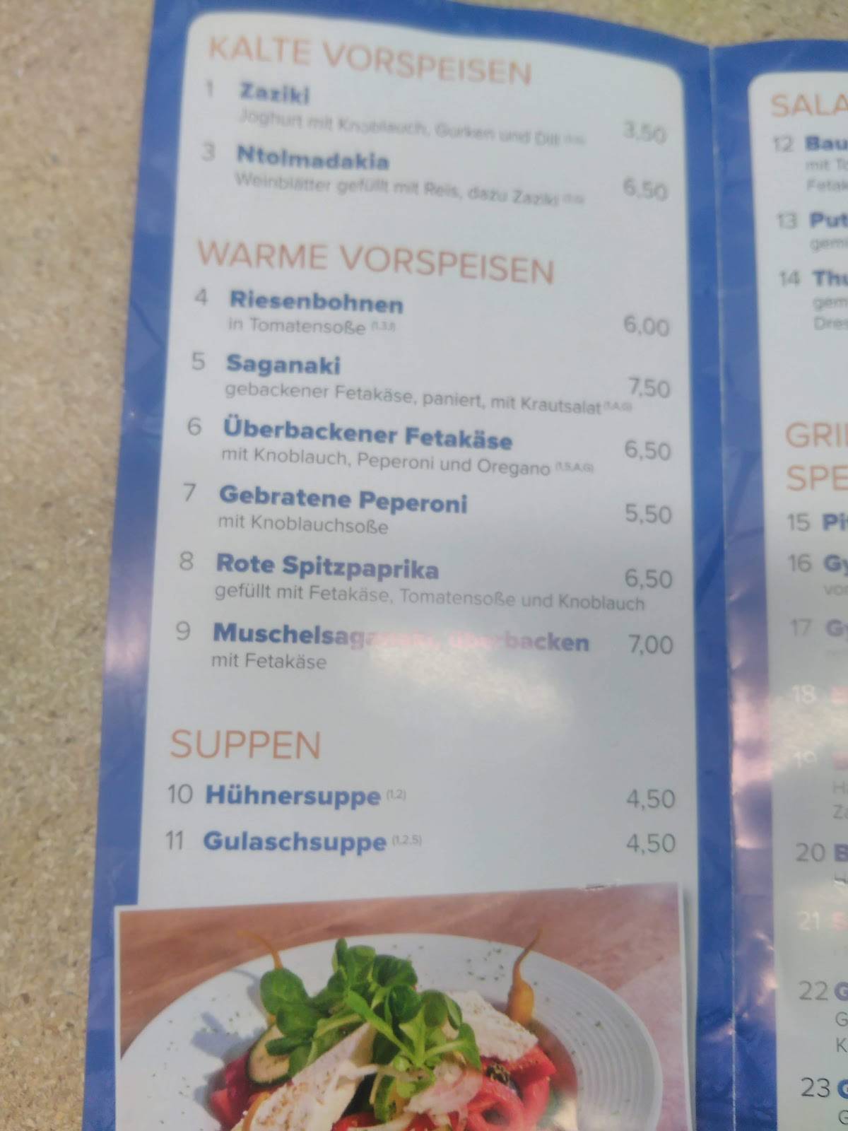 Bergklause меню