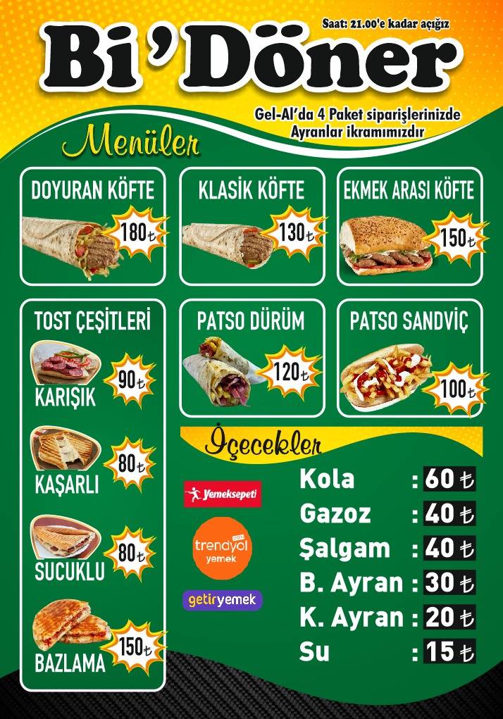 Bi'Döner меню