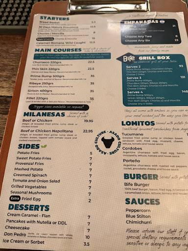 Bife City of London меню