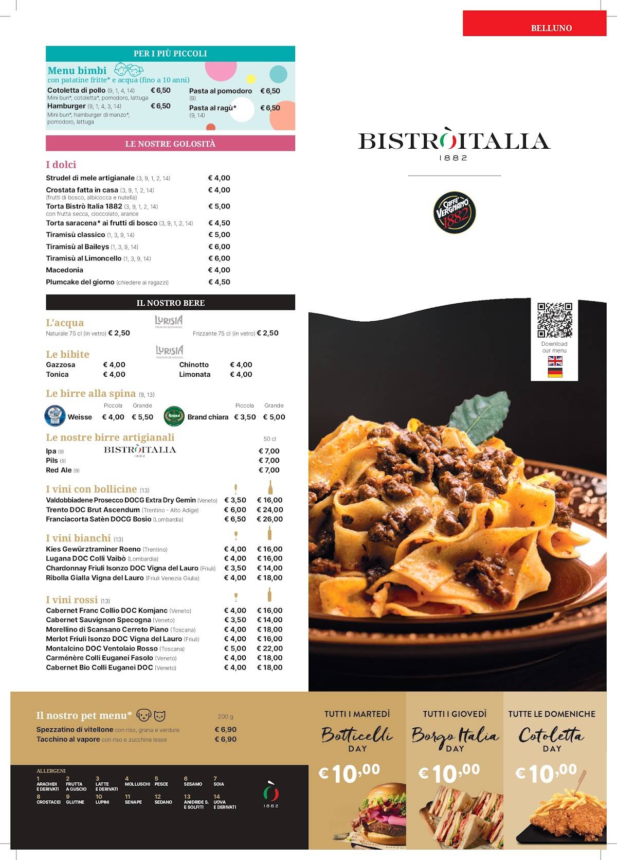 Bistrò Italia 1882 Belluno - Caffè Vergnano меню
