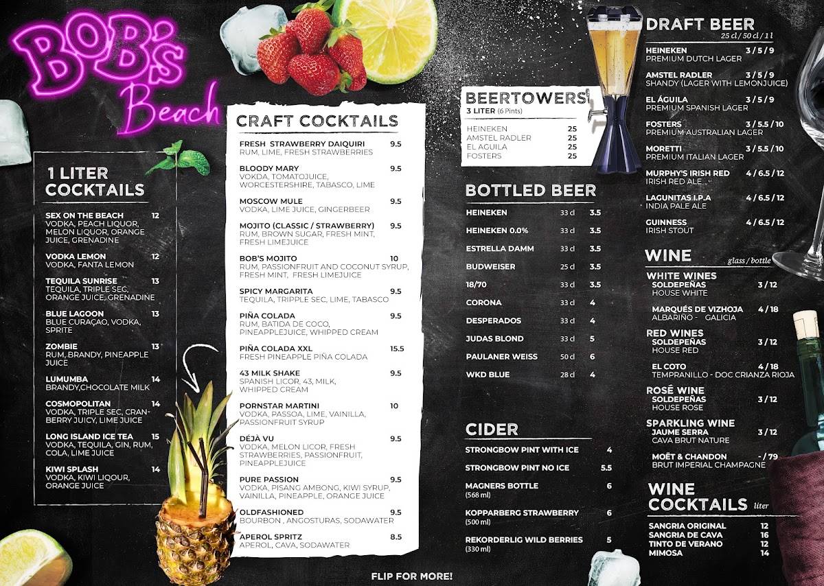 Bob's Bar меню