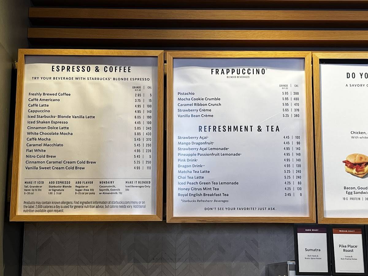 Starbucks Coffee Company меню