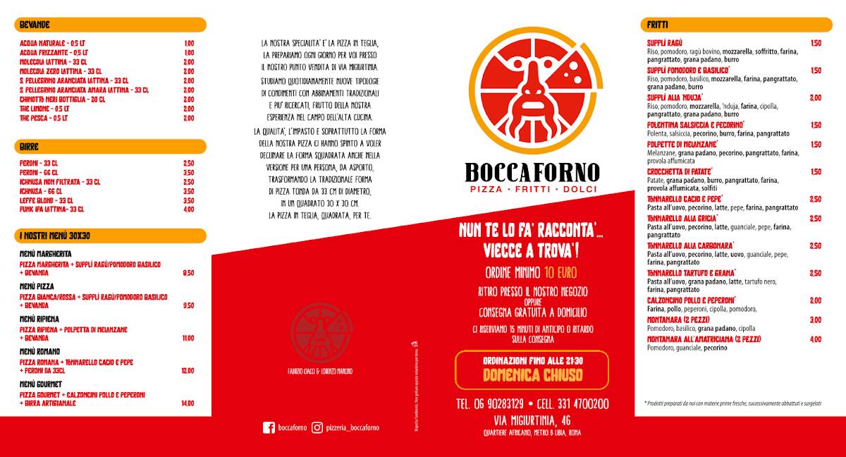Boccaforno меню