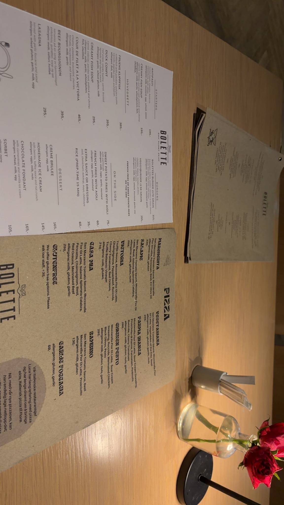 Bolette Restaurant меню