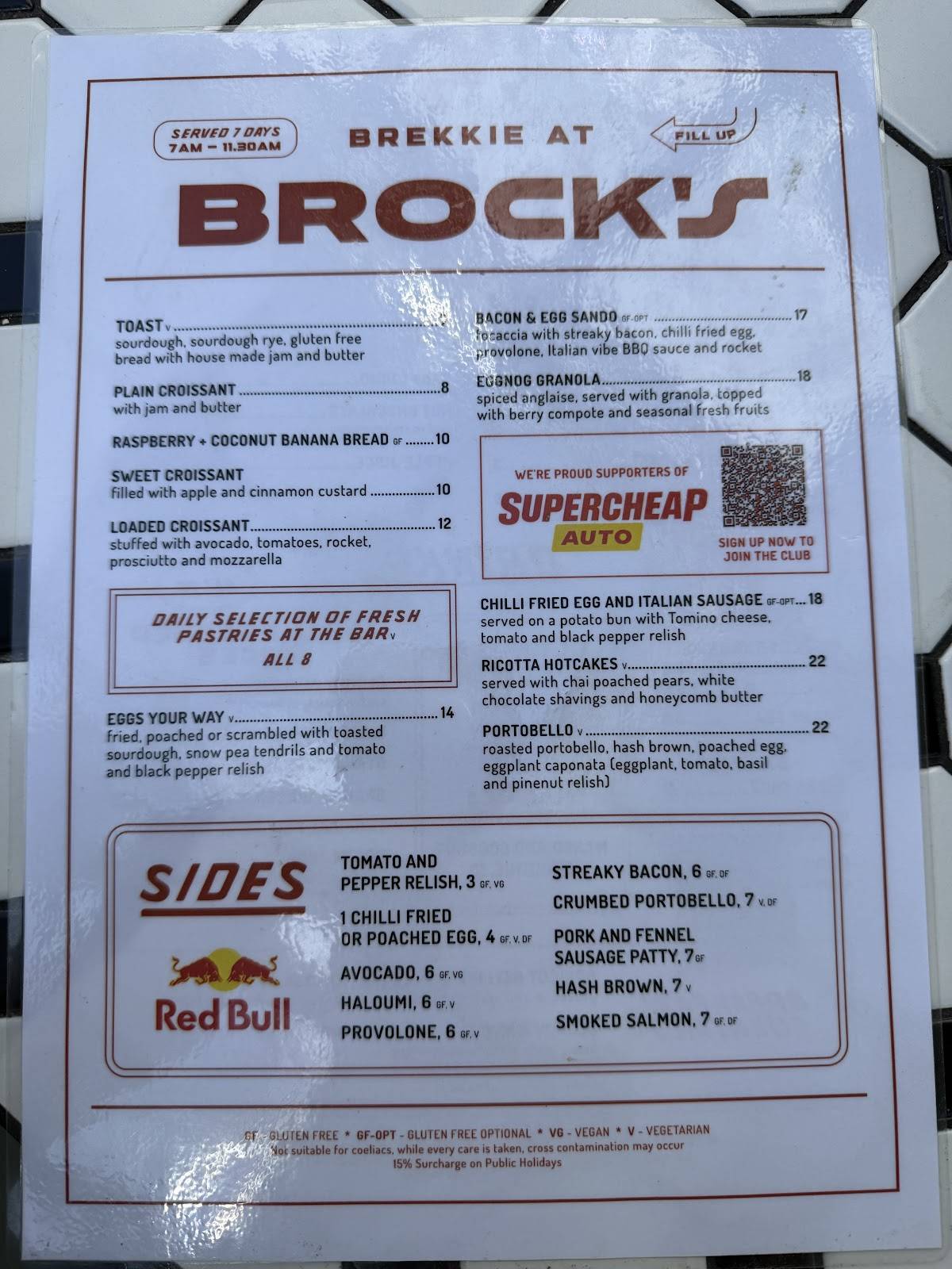 Brock's меню