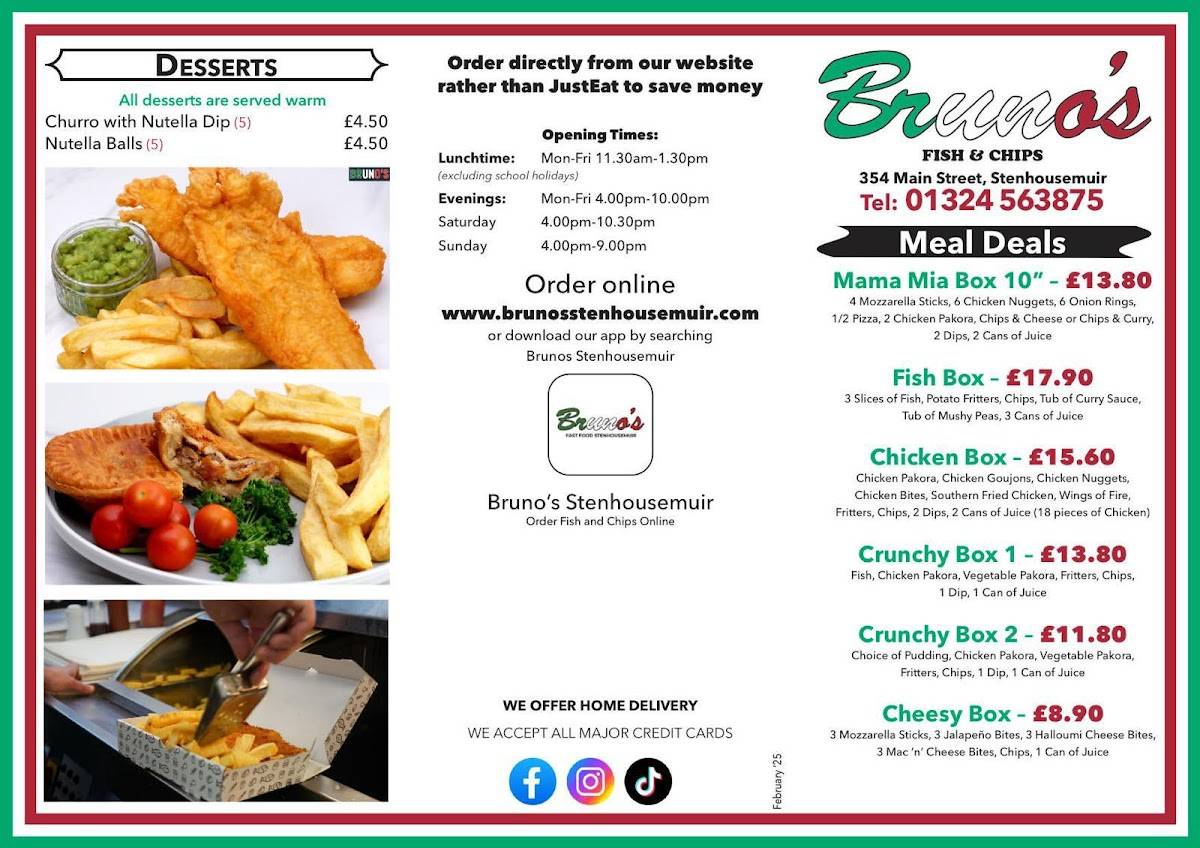 Bruno's Fast Food Stenhousemuir меню