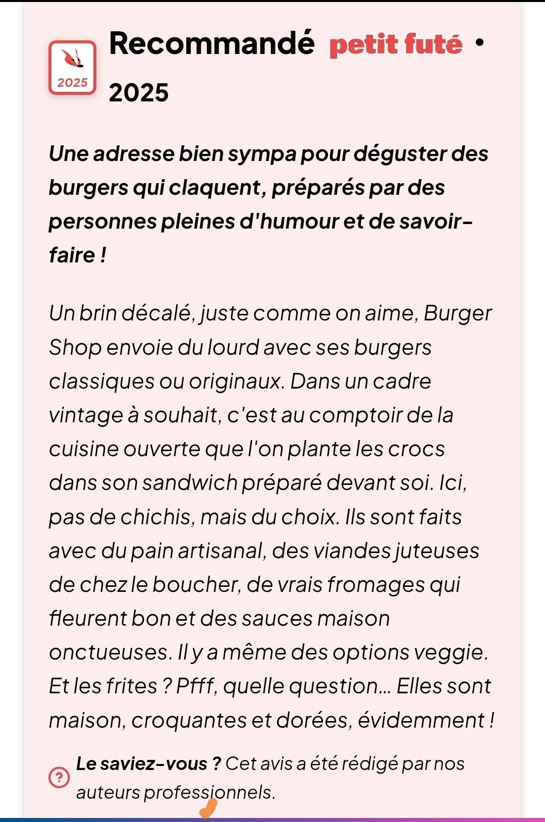Burger Shop меню
