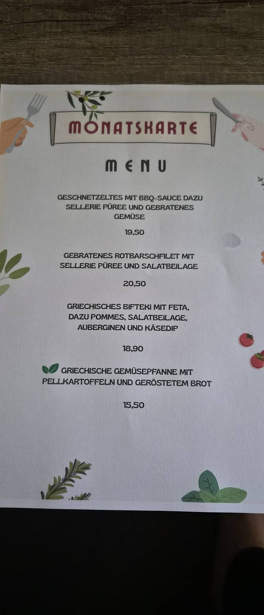 Restaurant "Die verrückte Krabbe" меню